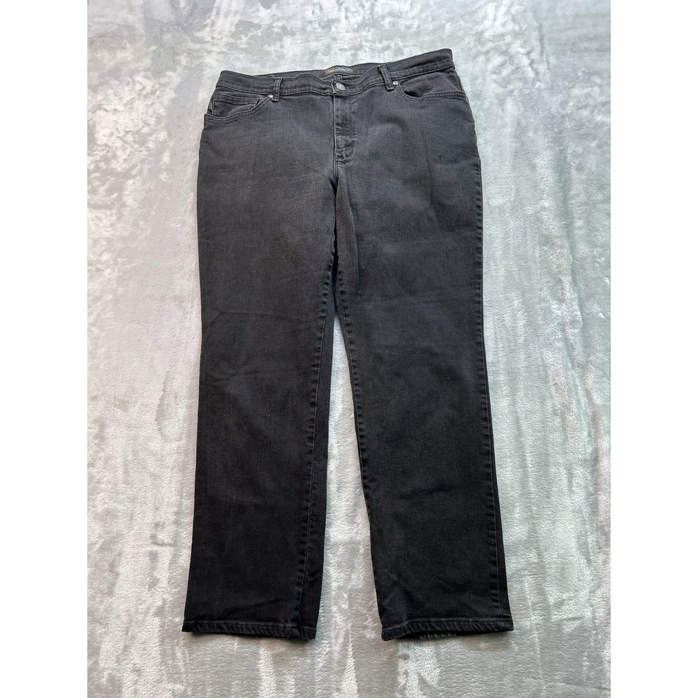 Lee Womens Plus Sz 16 Med Black Jeans Relaxed Straight Leg Mid Rise Stretch Pant
